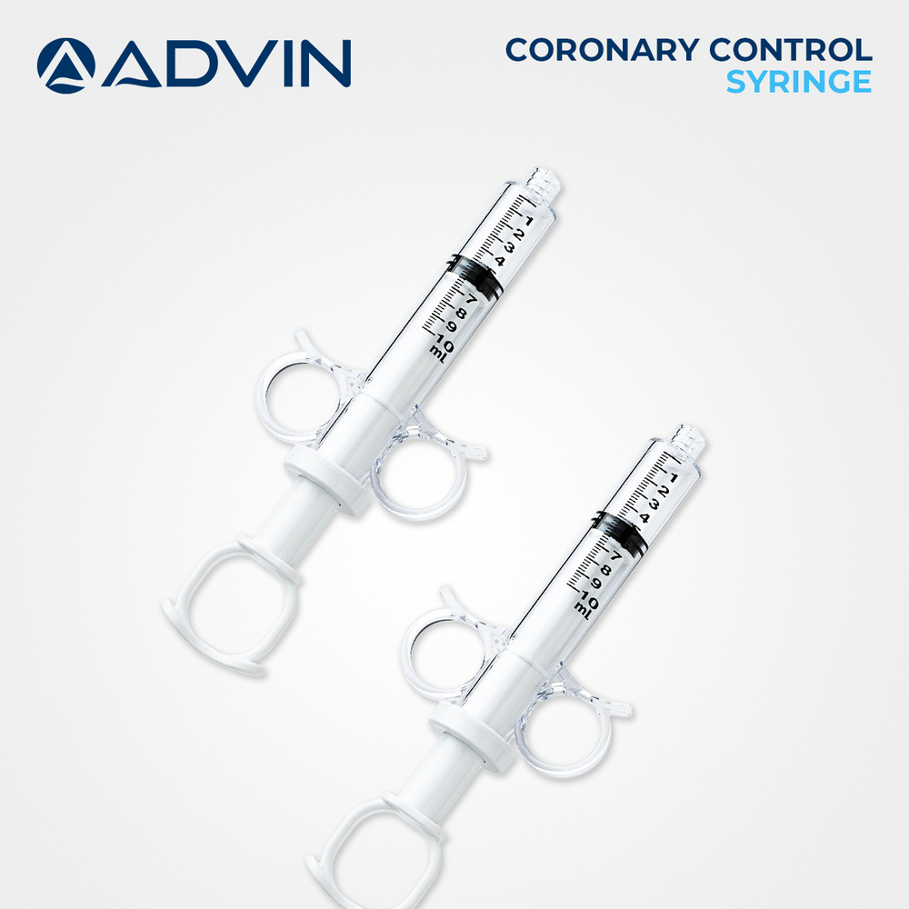 Coronary Control Syringe - Plastic Material Manual Operation Clear Barrel for Clarity Solid Plunger for Stability and Durability