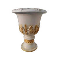 2.5 Feet Fiber Flower Pot - Color: White And Golden