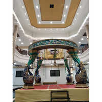 Fiber Wedding Mandap - Durable Fiber Material, Multicolored Design | Complete Set With Canopy, Pillars, And Drapes