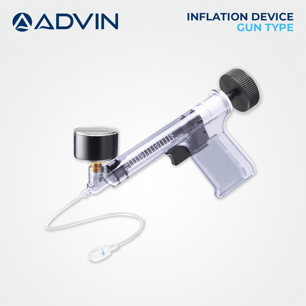 Balloon Inflation Device - High-Pressure Braided Plastic Tubing | Ergonomic Handle, Luminescent Analog Pressure Gauge, Precise Manometer, No Leakage, Manual Operation, Real-Time Operation, Designed for Angioplasty Dilation