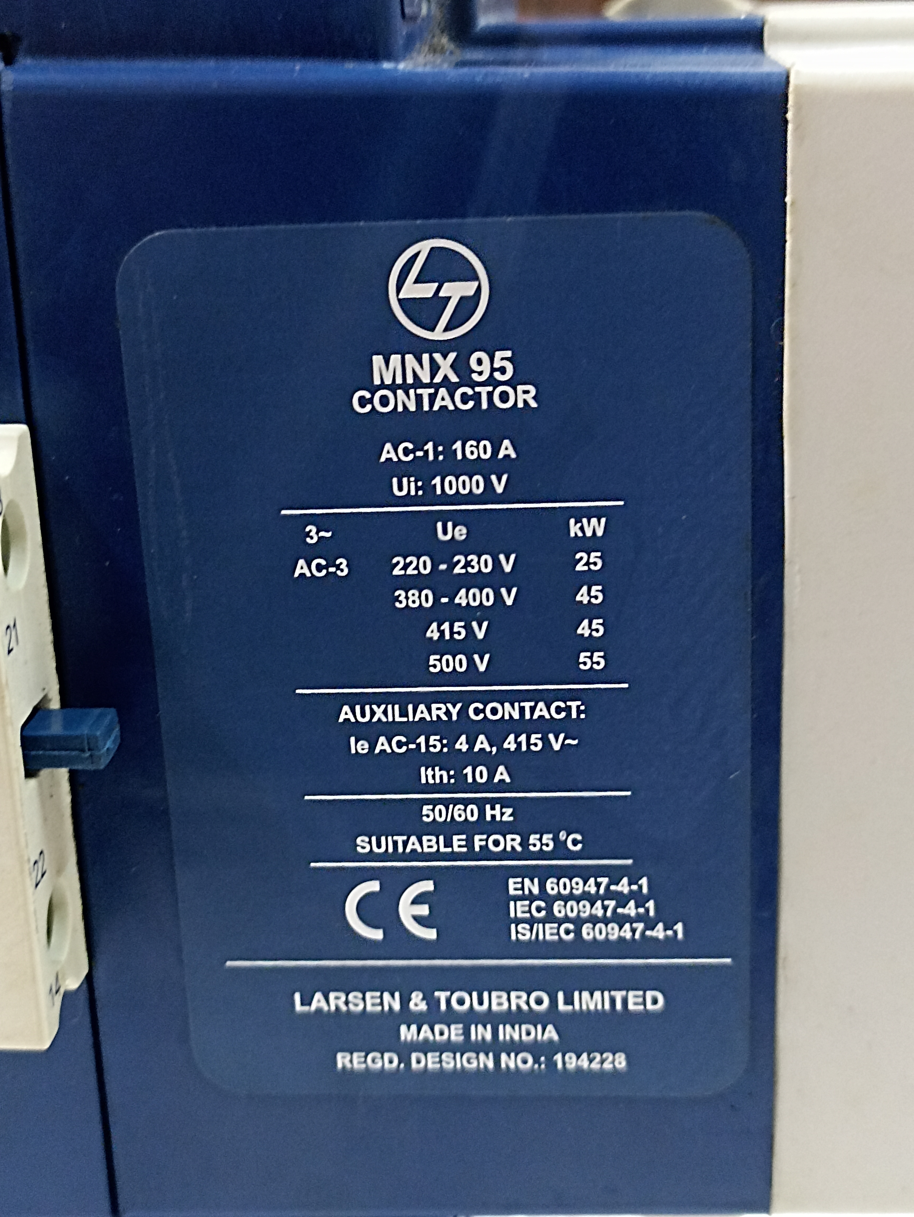 LT NEW MNX-95 2-POLE CONTACTOR