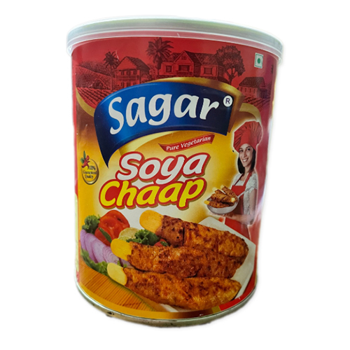 Sagar Vegetarian Soya Chaap - 850g Tin Pack | Baked, Frozen Food, High Protein 17.08%