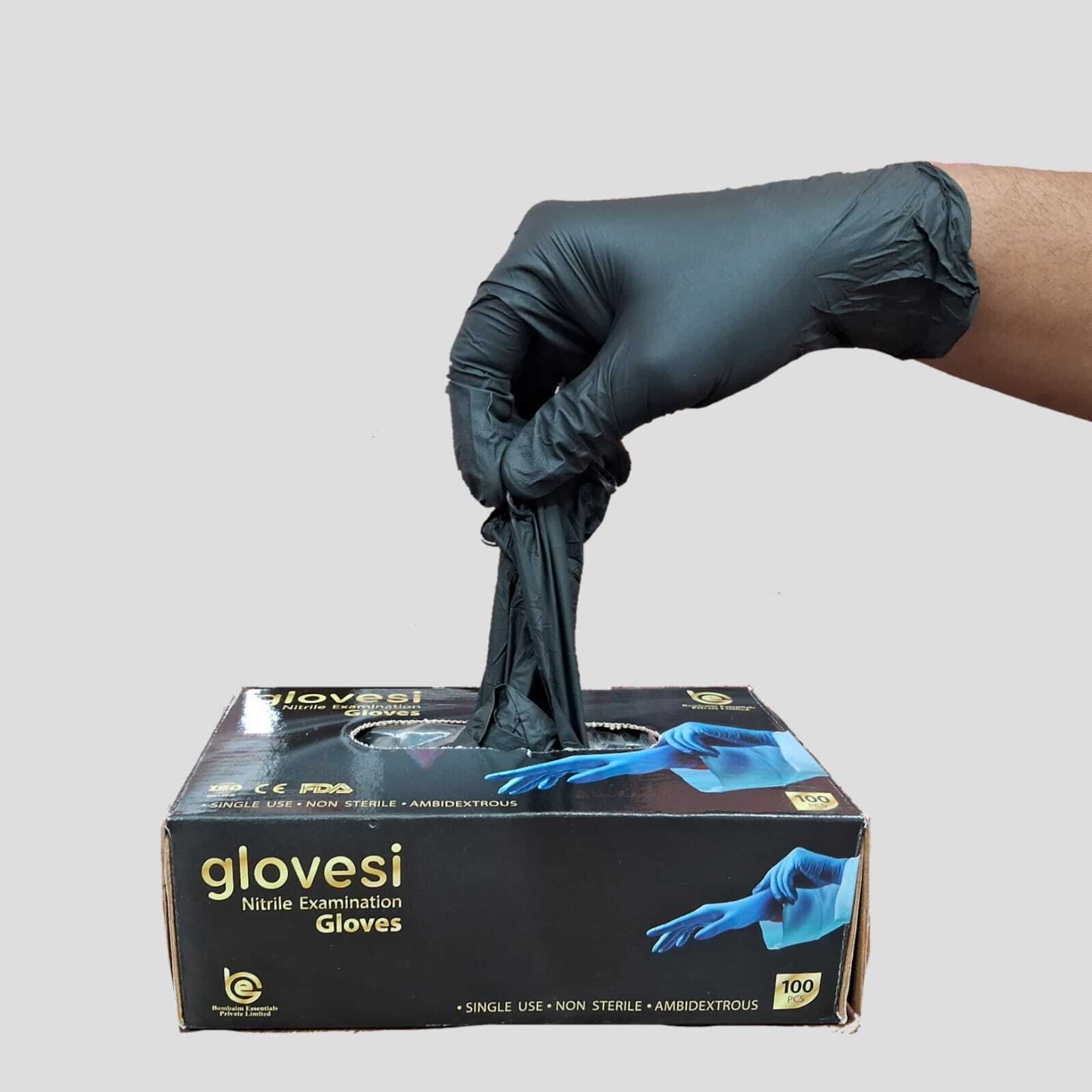 Black Nitrile Examination Hand Gloves