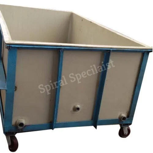 White-Blue Pp Tub With Trolley Wheel