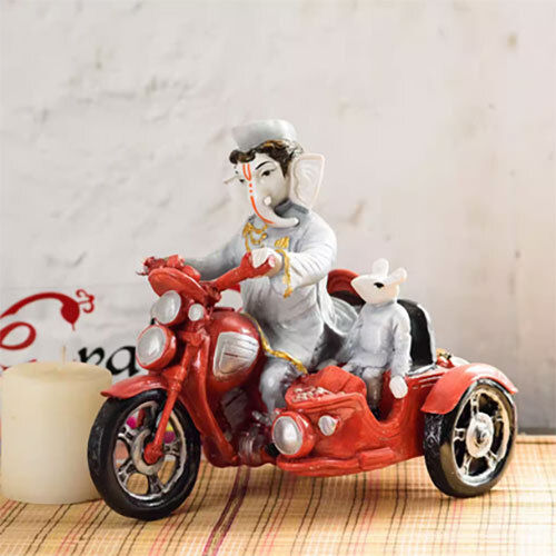 MSGG537 Hindu Lord Ganesha In Scooter Statue Idol Figurine Home Decor