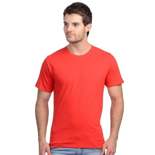 Mens Half Sleeves Plain Orange T-shirt Age Group: Adult