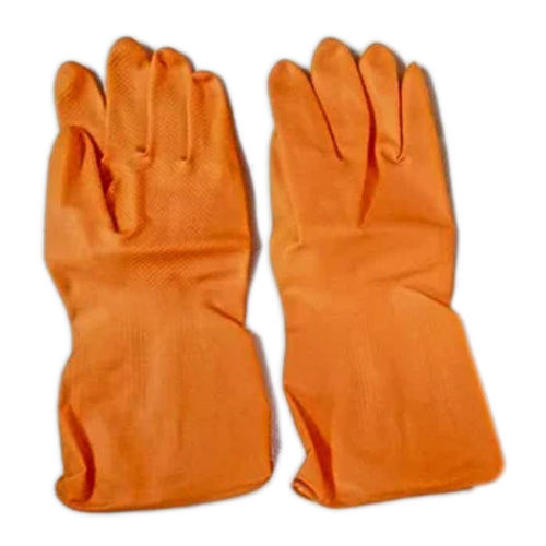 Orange Industrial Use Rubber Hand Gloves