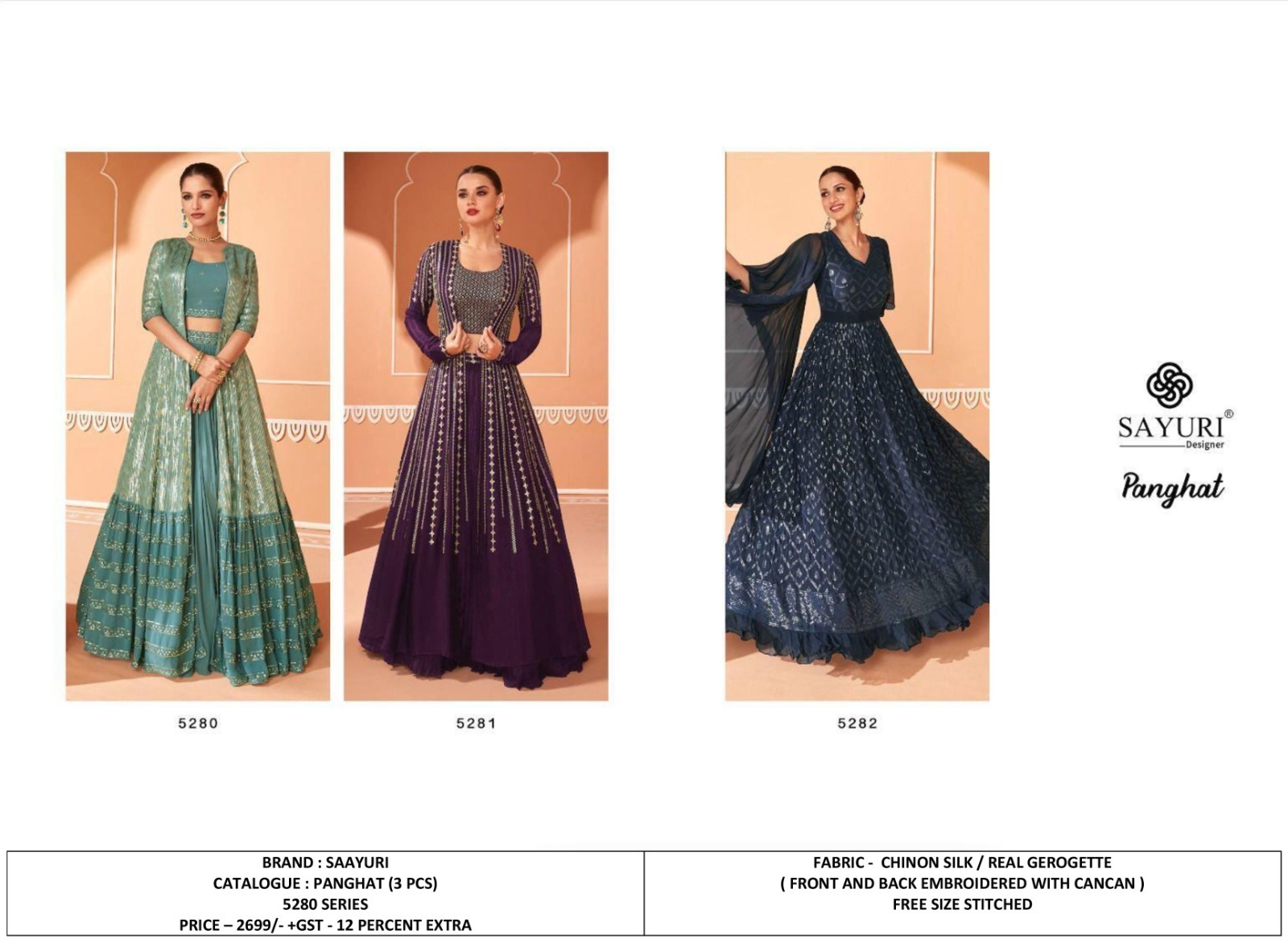 Heavy Designer Georgette Gowns with Embroidery