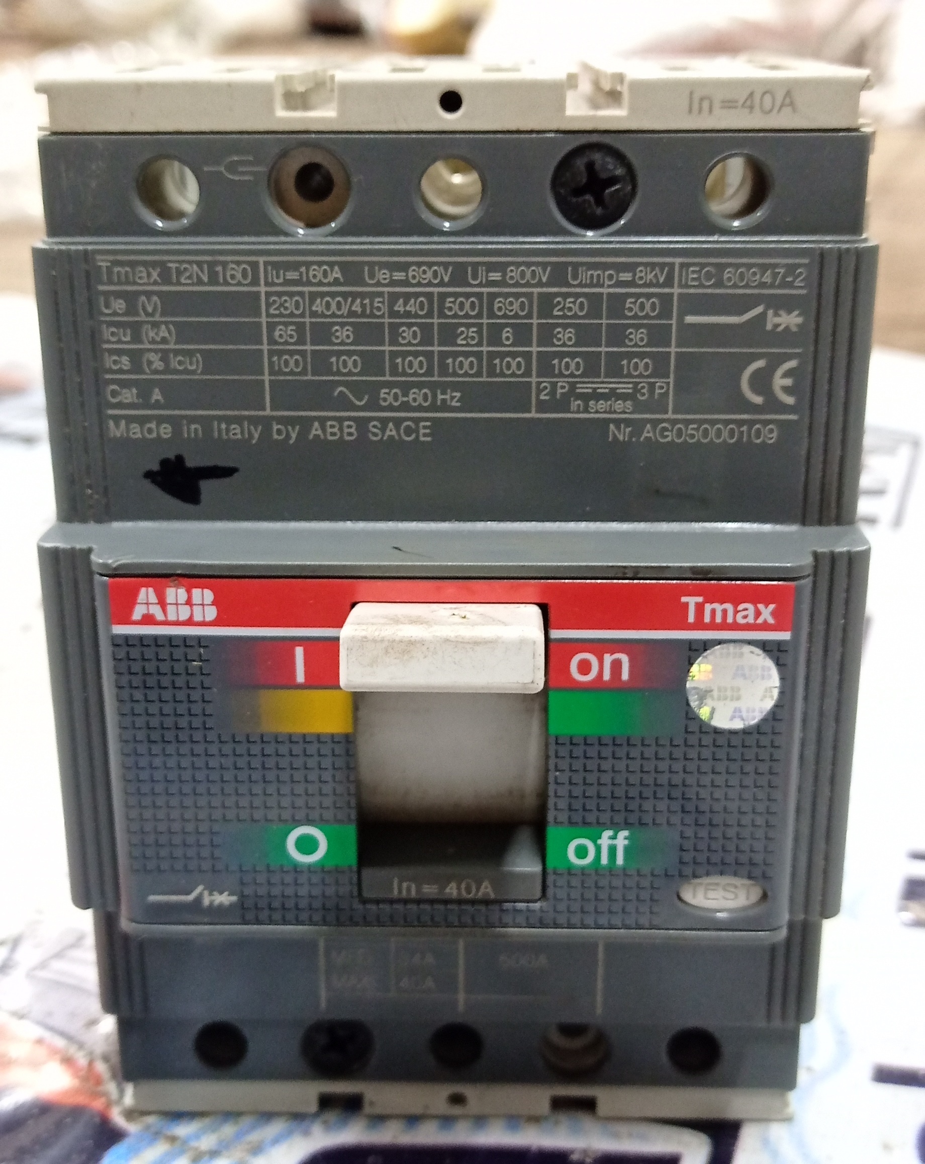 ABB SACE TMAX 40A 3P MCCB
