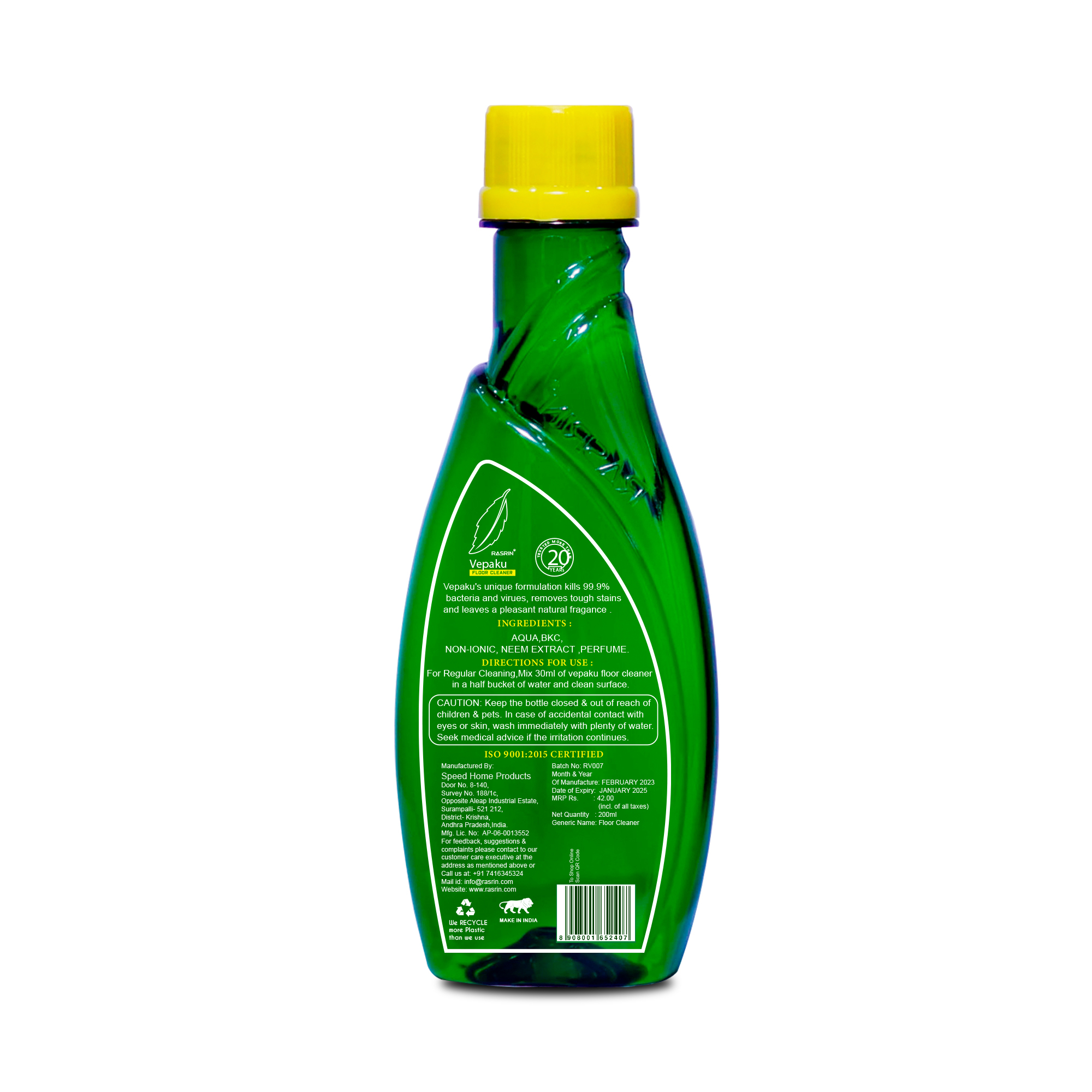 Vepaku Floor Cleaner 200 ML Disinfectant Floor Cleaner Floor Cleaner Liquid And Eco friendly Floor Cleaner with Power of Neem Extract