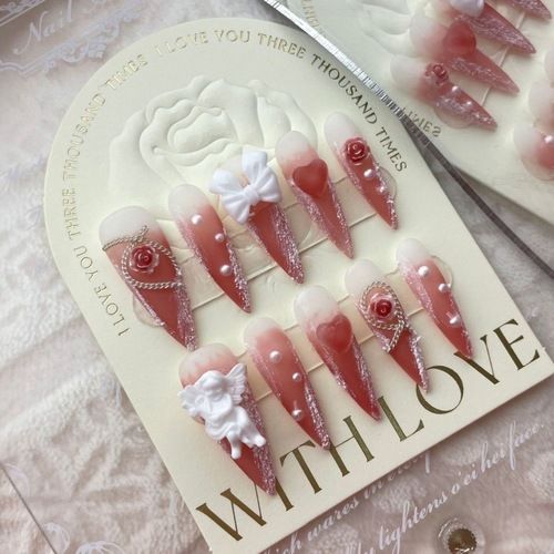 polished artificial nails Hand made fashionable handmade press-on nail sets instant manicure nails
