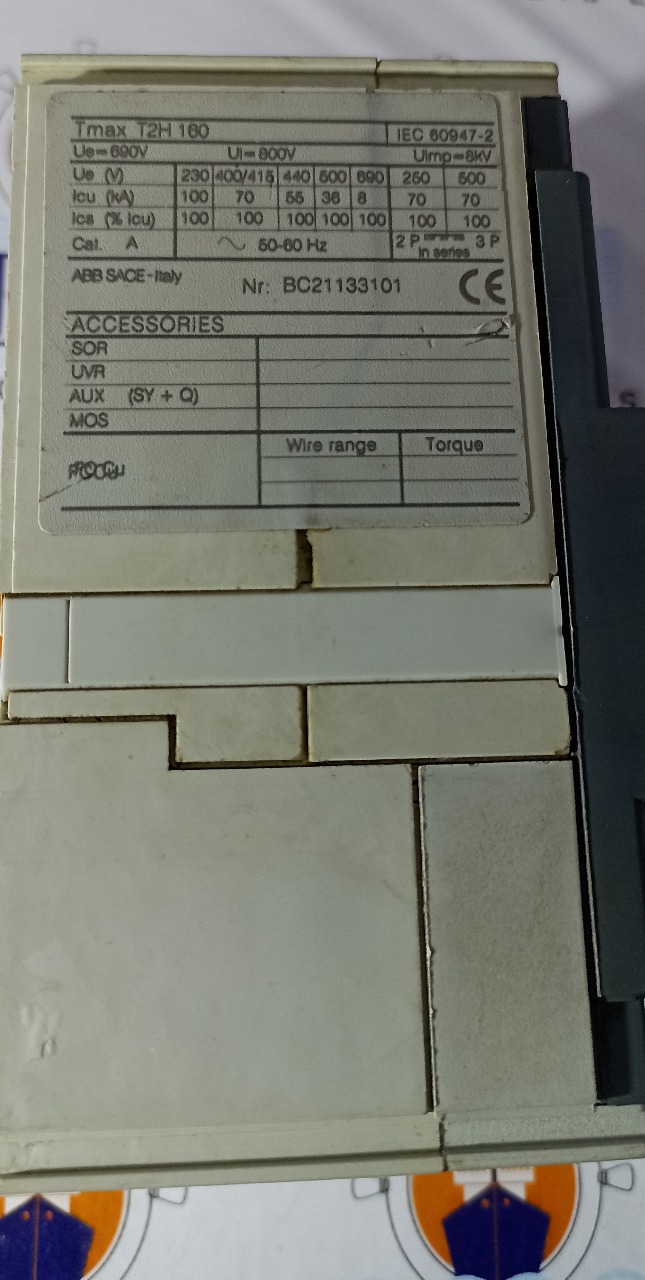 ABB SACE TMAX 80A 3P MCCB