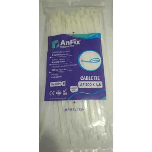 White 200X4.8 Mm Nylon Cable Tie