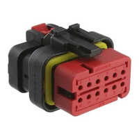 776533-1 12 Pin Rectangular Connector - Red-black Plastic, Standard Size | Weatherproof, High-functionality For Industrial Use, Low-resistance Contact