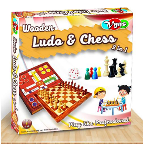 Wooden Ludo and chess