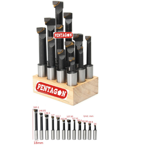 Boring Bar Set of 9 pcs - Carbide Material, Shank Diameter 12 mm for 2 Inch Boring Head | Versatile Lengths, Precision for Various Materials