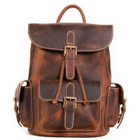 Brown Leather Backpack - Leather, Customized Sizes, Brown Color | Modern Embroidered Pattern, Unisex Design, Adjustable Straps, Spacious Interior