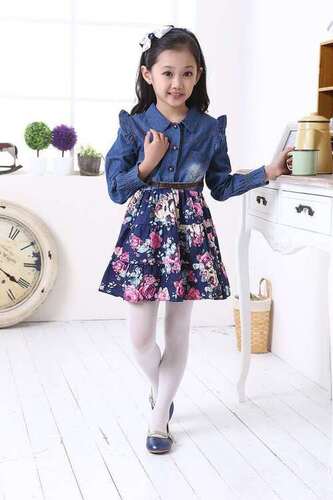 Fancy Denim Frock With Belt