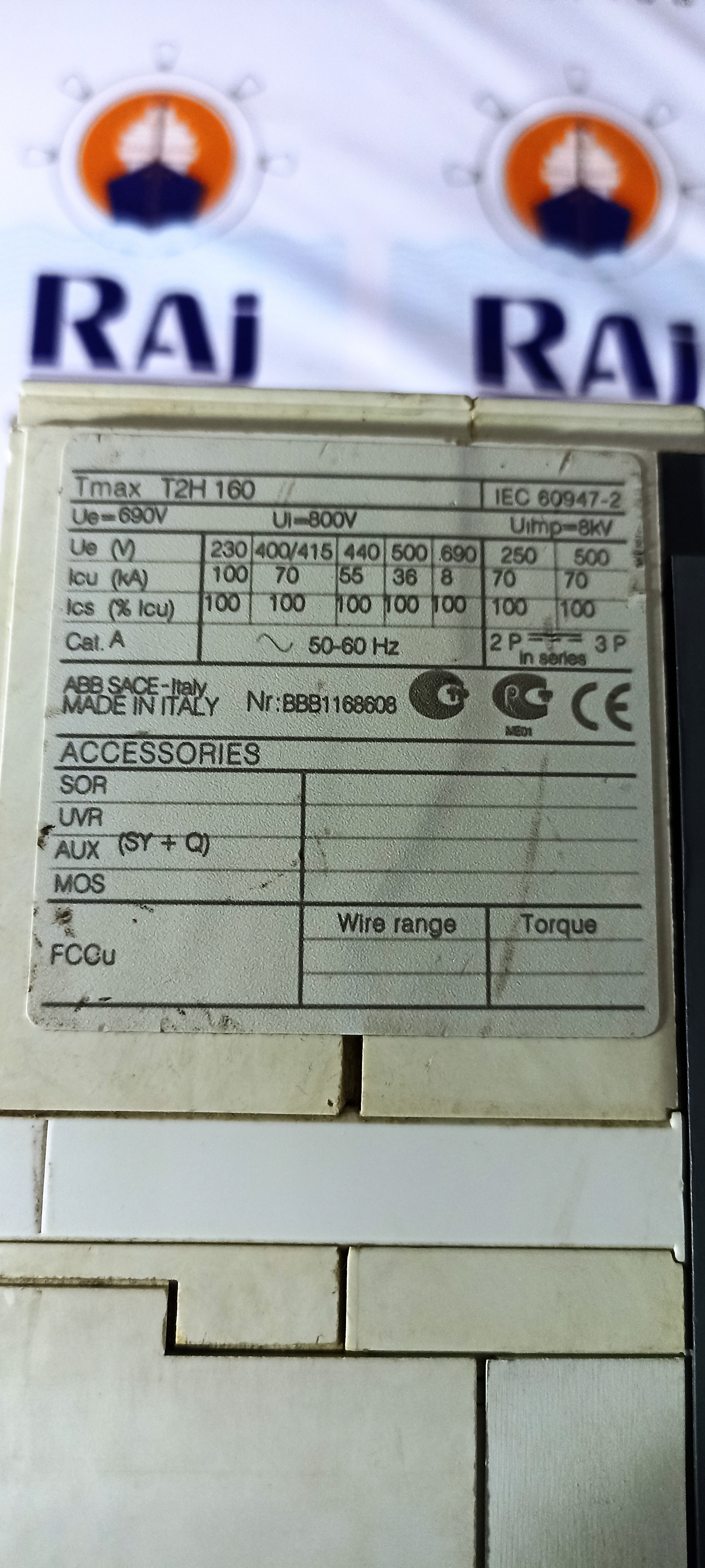 ABB SACE TMAX 100A 3P MCCB