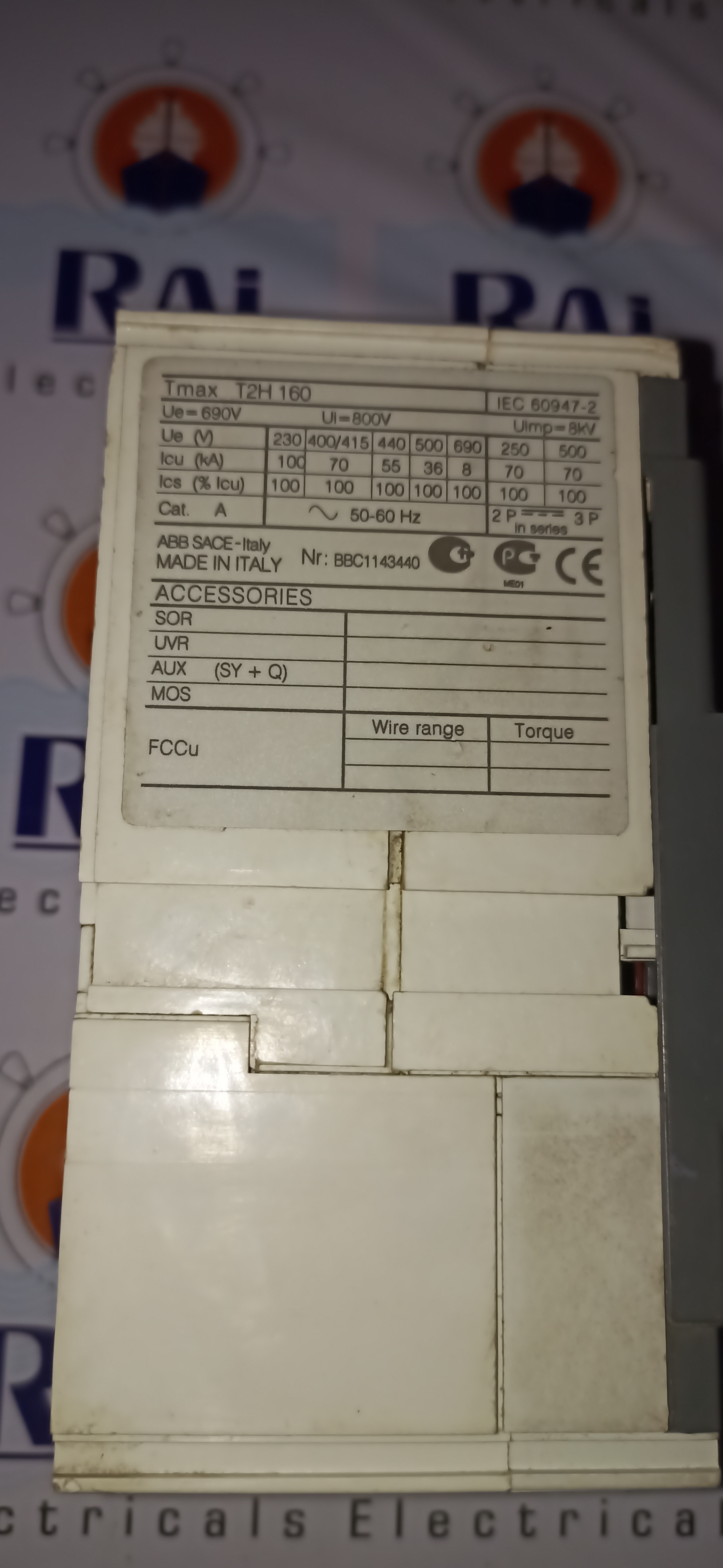 ABB SACE TMAX 160A 3P MCCB