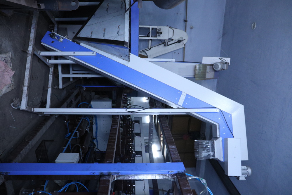 Man Feed Four Cavity Pet Blow Moulding Machine - Color: White/Blue