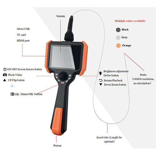 Orange 1.2Mm Industrial Video Borescope