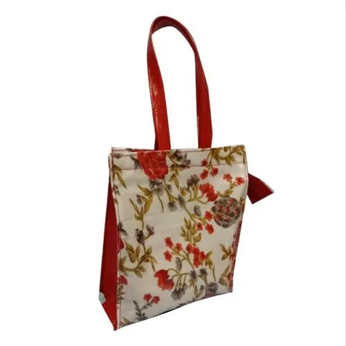 Red Floral Printed Printed Shopping Bag