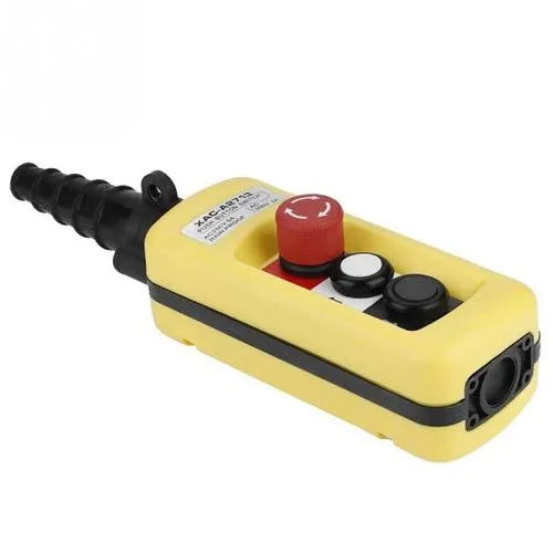 Yellow Pendant Push Hoist Remote With Emergency Button