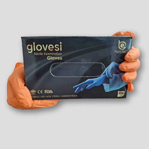 Orange Nitrile Powder Free Examination Gloves