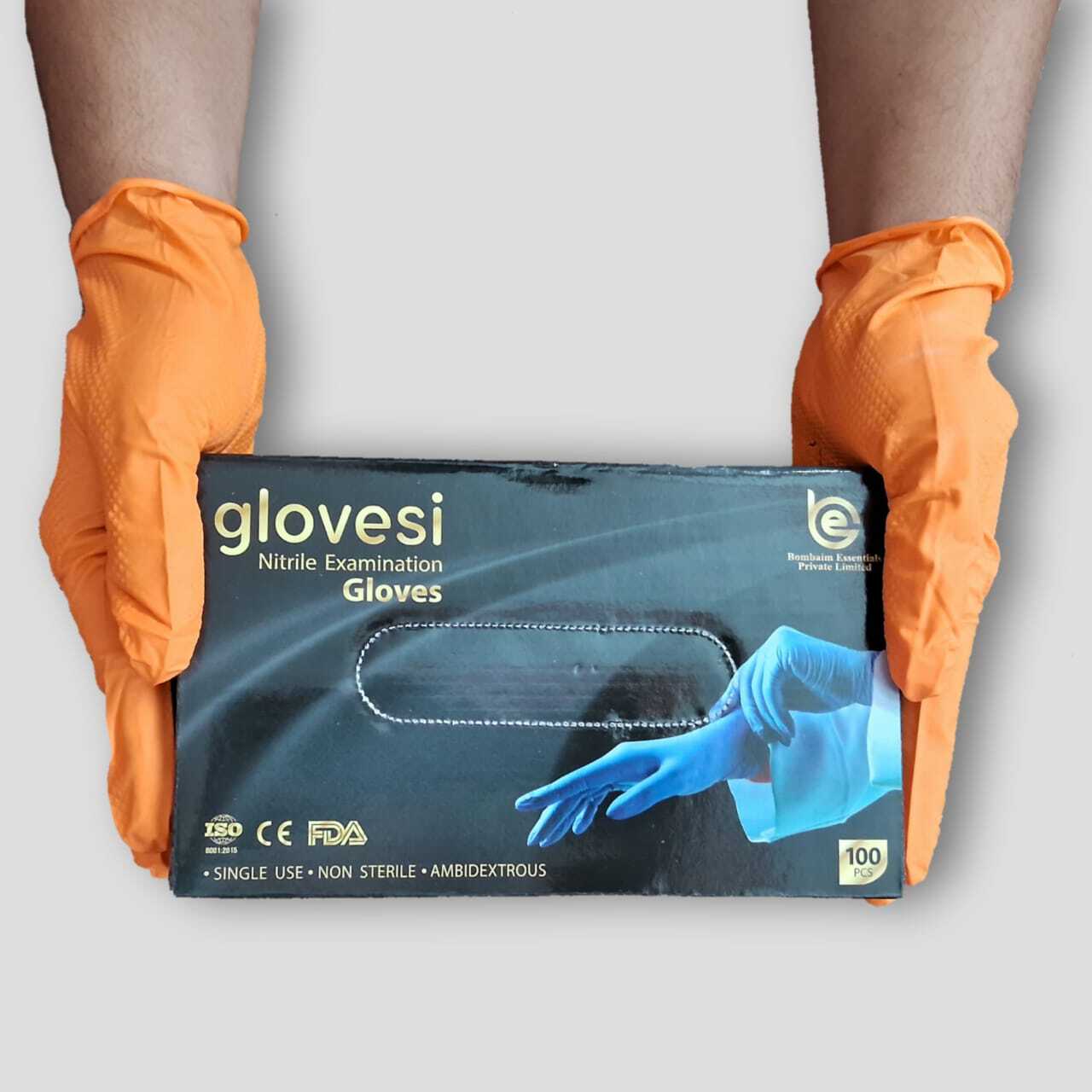 Orange Nitrile Powder Free Examination Gloves