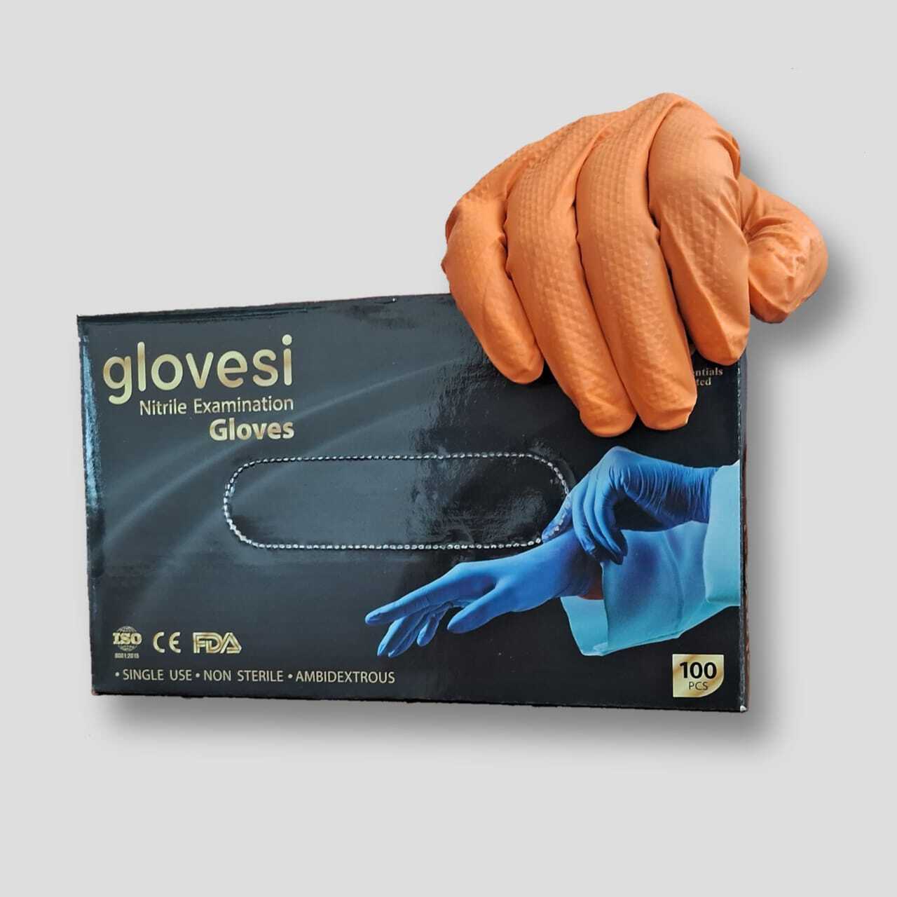 Orange Nitrile Powder Free Examination Gloves