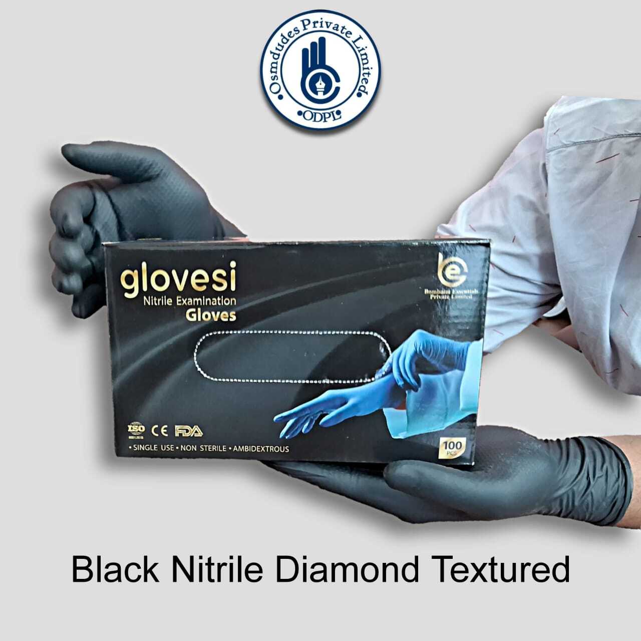 8 Mil Black Nitrile Powder Free Disposable Medical Examination Glove