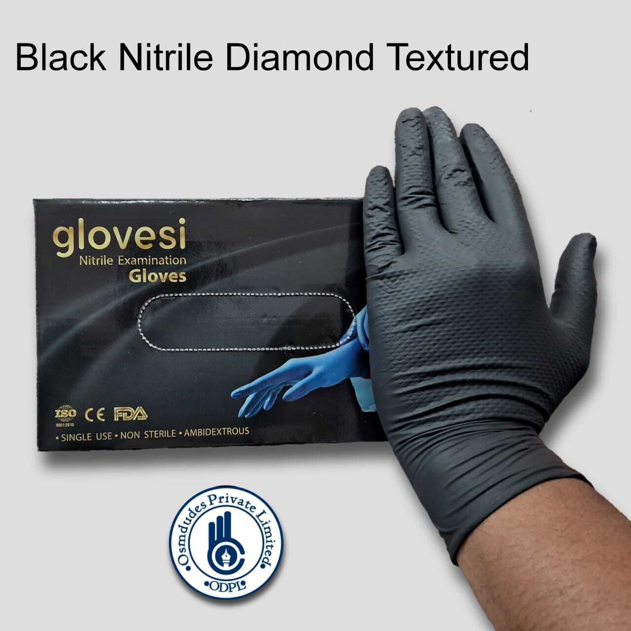 8 Mil Black Nitrile Powder Free Disposable Medical Examination Glove