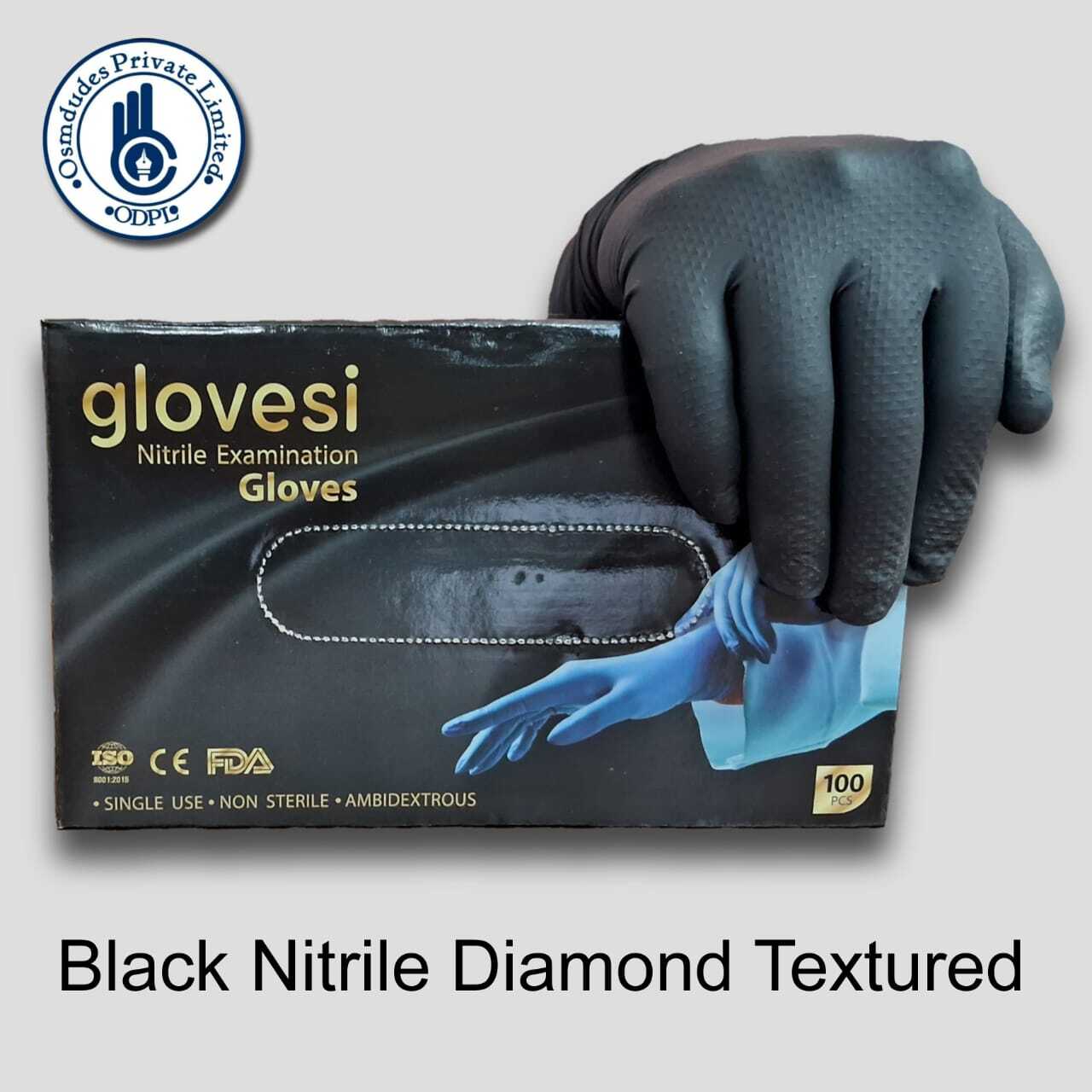 8 Mil Black Nitrile Powder Free Disposable Medical Examination Glove