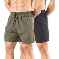 Mens Gym Shorts - Cotton Roll Up Shorts, Various Sizes & Colors | Embroidered Pattern, Beads Closure, Warranty Included