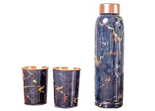 COPPER PRINTED BOTTLES WITH 2 GLASS SET