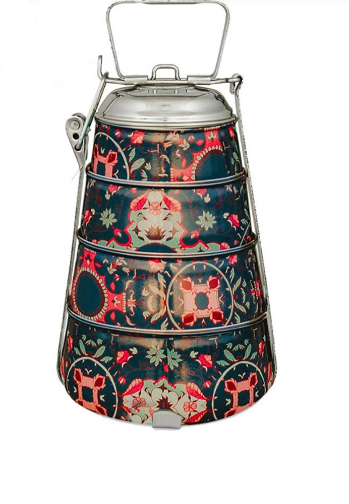 4 tier enamel printed tiffin (A)