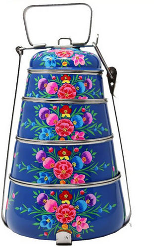 4 TIER ENAMEL PRINTED TIFFIN (B)