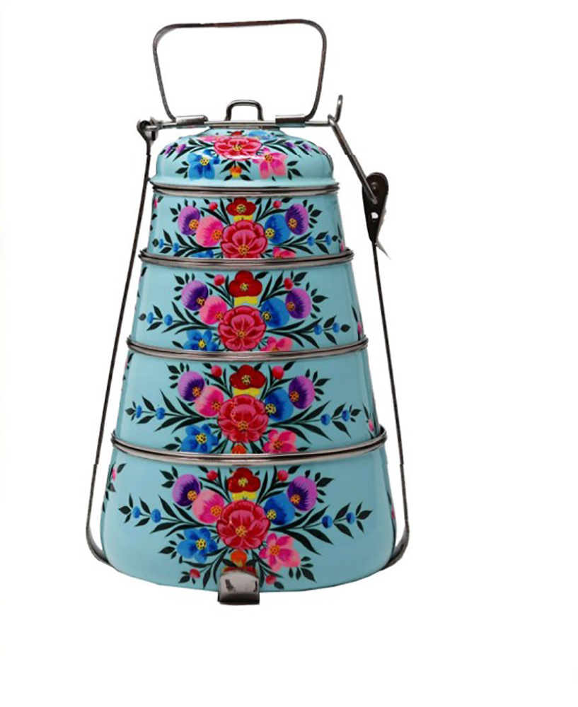 4 TIER ENAMEL PRINTED TIFFIN (B)