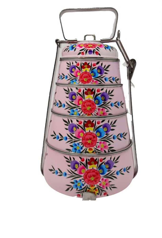 4 TIER ENAMEL PRINTED TIFFIN (B)