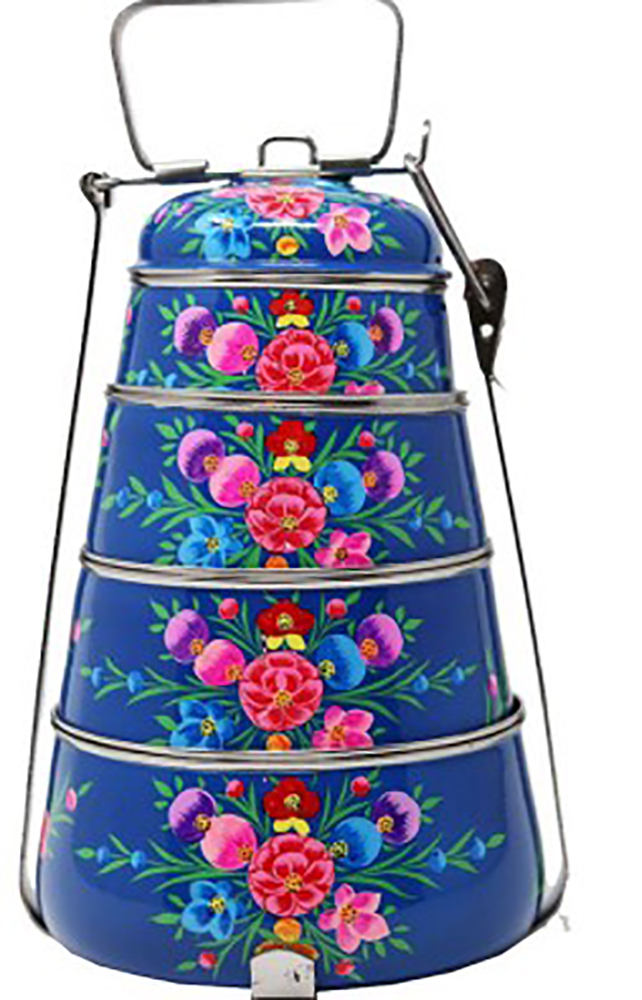 4 TIER ENAMEL PRINTED TIFFIN (C)