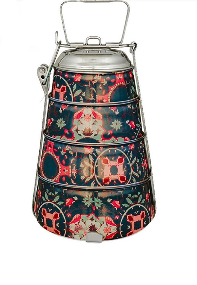 4 TIER ENAMEL PRINTED TIFFIN (C)