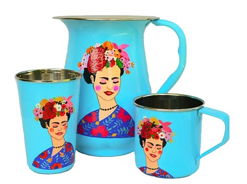 PRINTED ENAMEL LEMON JUG SET