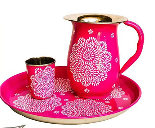 ENAMEL PRINTED JUG SET