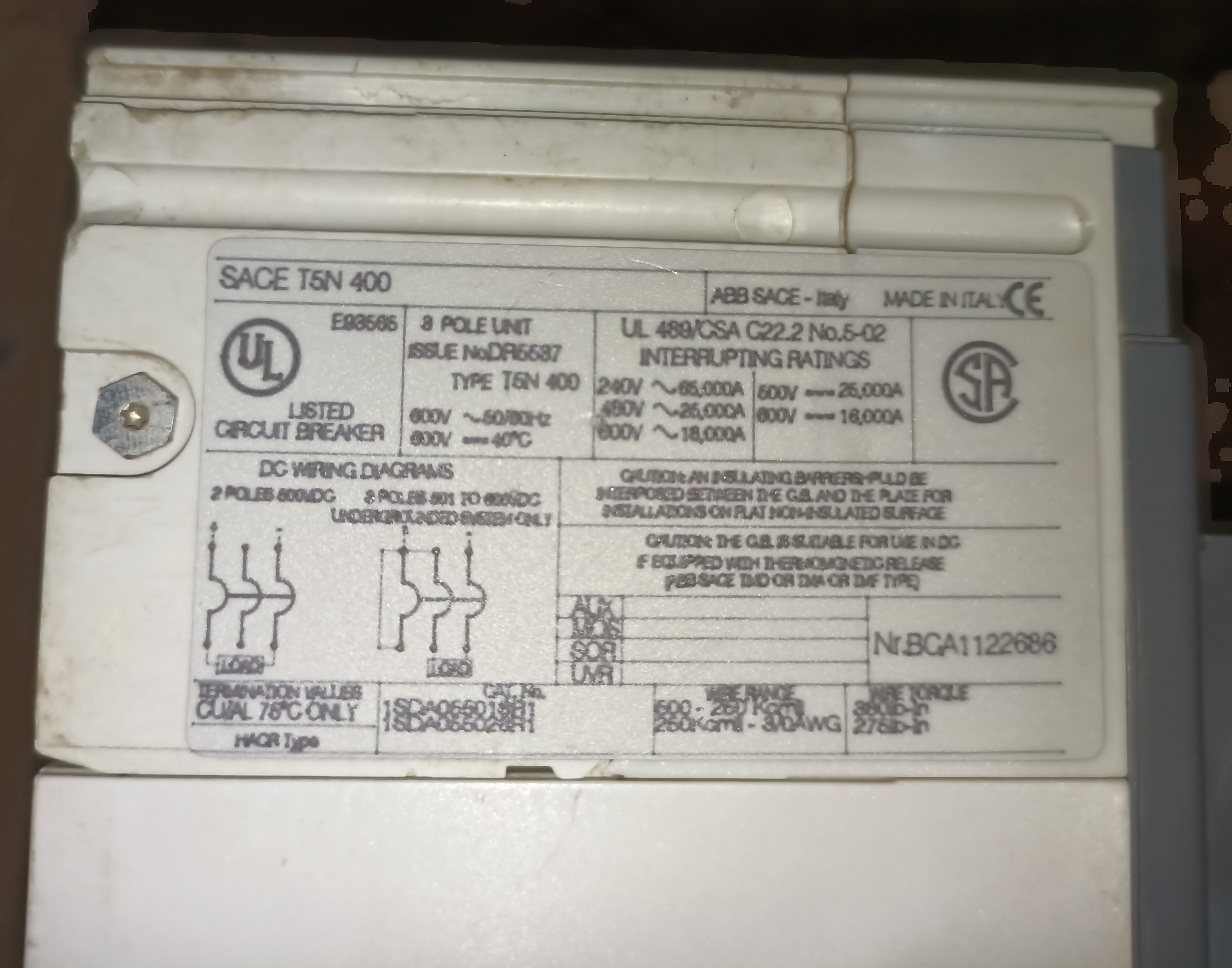 ABB SACE TMAX 300A 3P MCCB