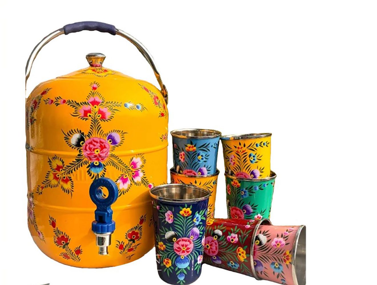 ENAMEL WATER DISPENSER WITH TWO GLASS