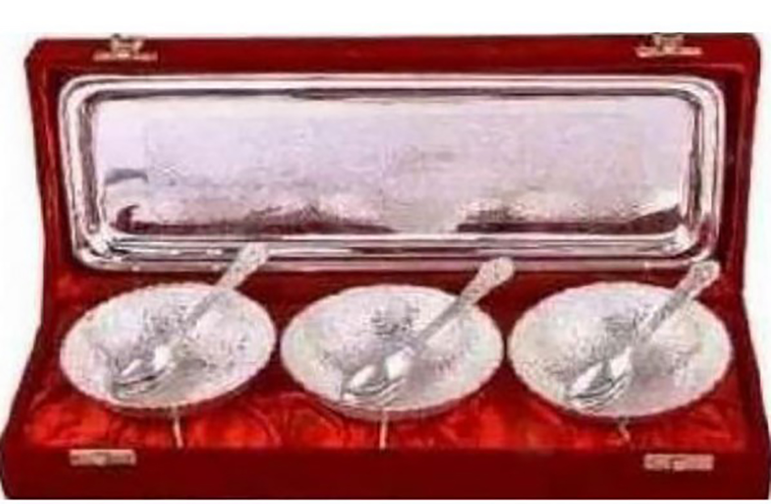 THREE SILVER BOWL TROLLY