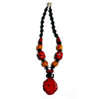 Red Amber Necklace - Acrylic Beads, Ethnic Design For Wedding & Partywear | Gift Option, Available In Different Bead Colours For Women
