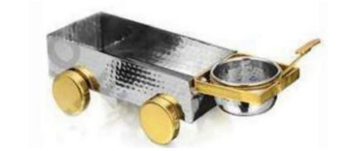 STEE SERVING RECTANGULAR CAR WITH BRASS