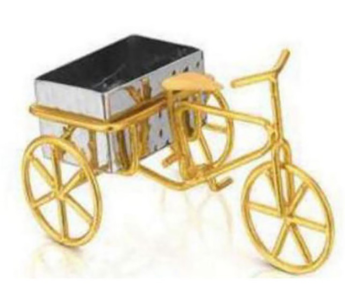 STEEL SERVING SQUARE CAR WITH BRASS